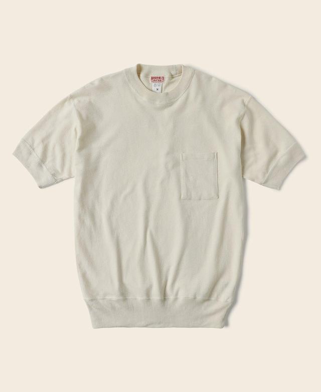 Waffle Knit Pattern Pocket T-Shirt - Apricot Product Image