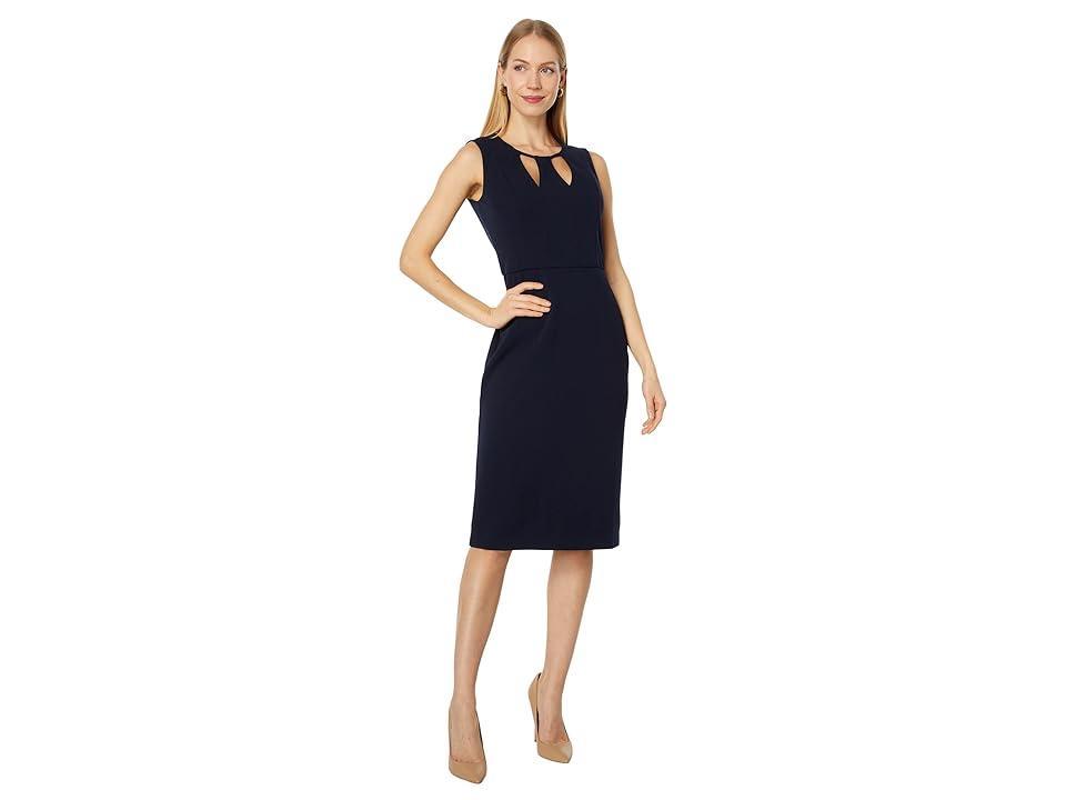 Donna Morgan Cut Out Crew Neck Sleeveless Stretch Crepe Sheath Dress Product Image