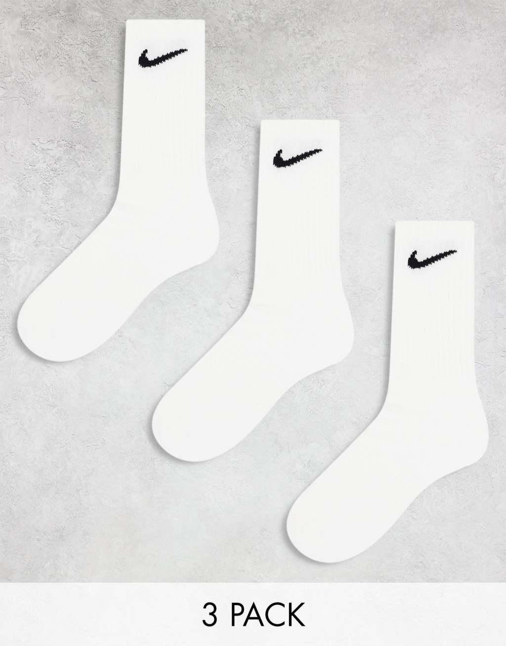 Nike Training Everyday Lightweight 3 pack crew socks in white Product Image