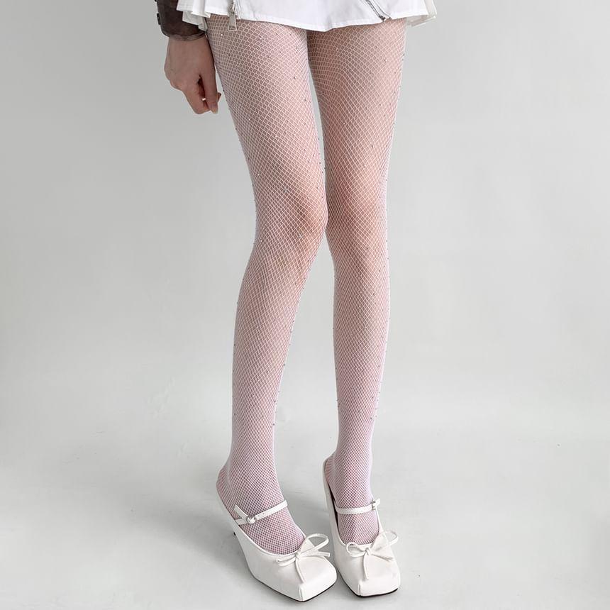 Rhinestone Fishnet Tights Product Image