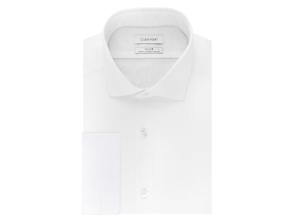 Calvin Klein Men's Dress Shirt Slim Fit Non Iron Stretch Solid French Cuff (White) Men's Long Sleeve Button Up Product Image