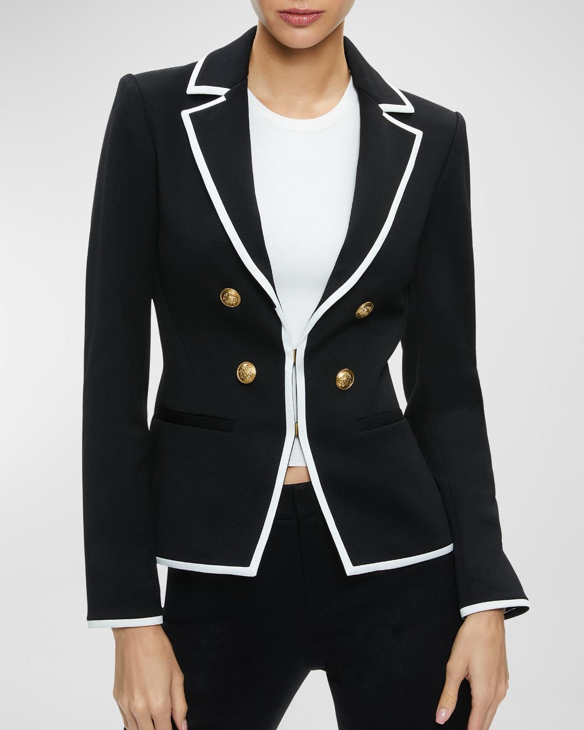 Womens Mya Tipped Double-Breasted Blazer Product Image