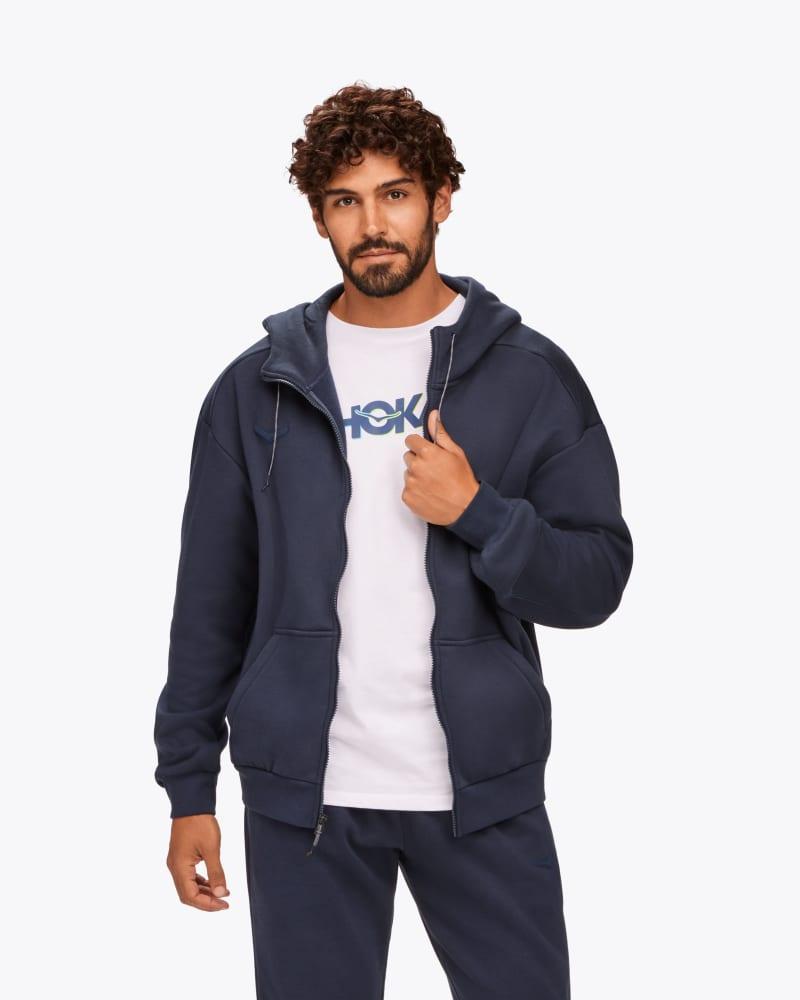 Mens HOKA Essential Full Zip Hoodie in Outerspace, Size Small Product Image