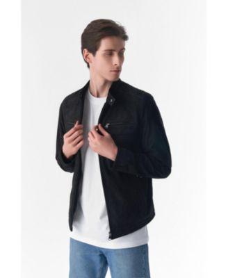 Men's Suede Casual Jacket, Black Product Image