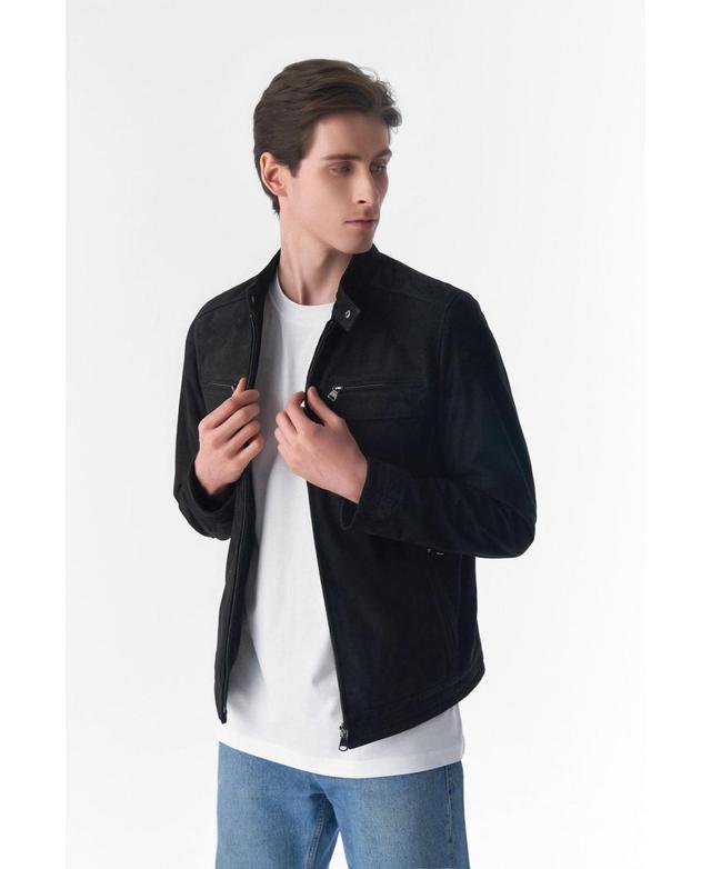 Furniq Uk Mens Suede Casual Jacket Black Product Image