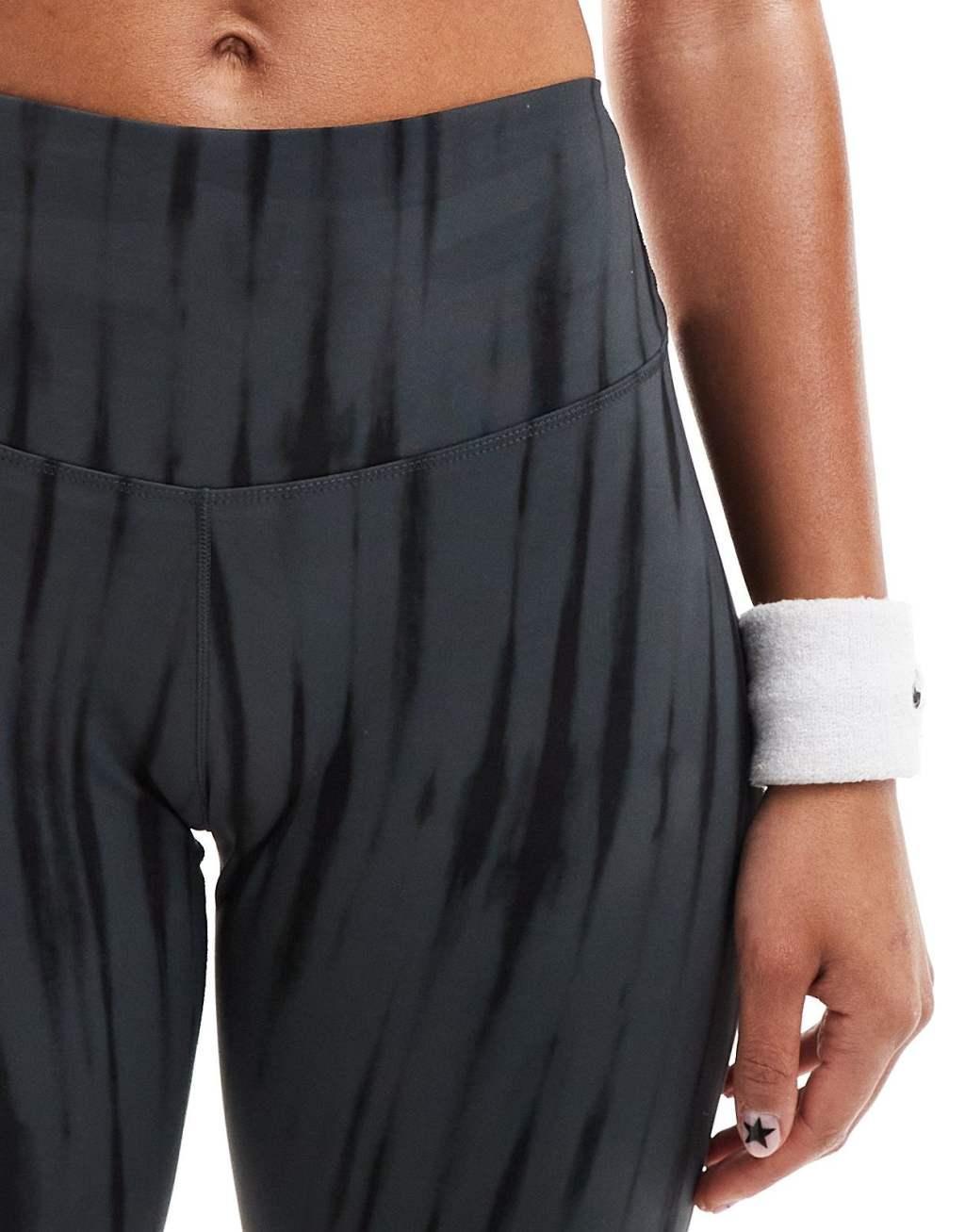 Nike Training One printed high-waisted 7/8 leggings in black Product Image