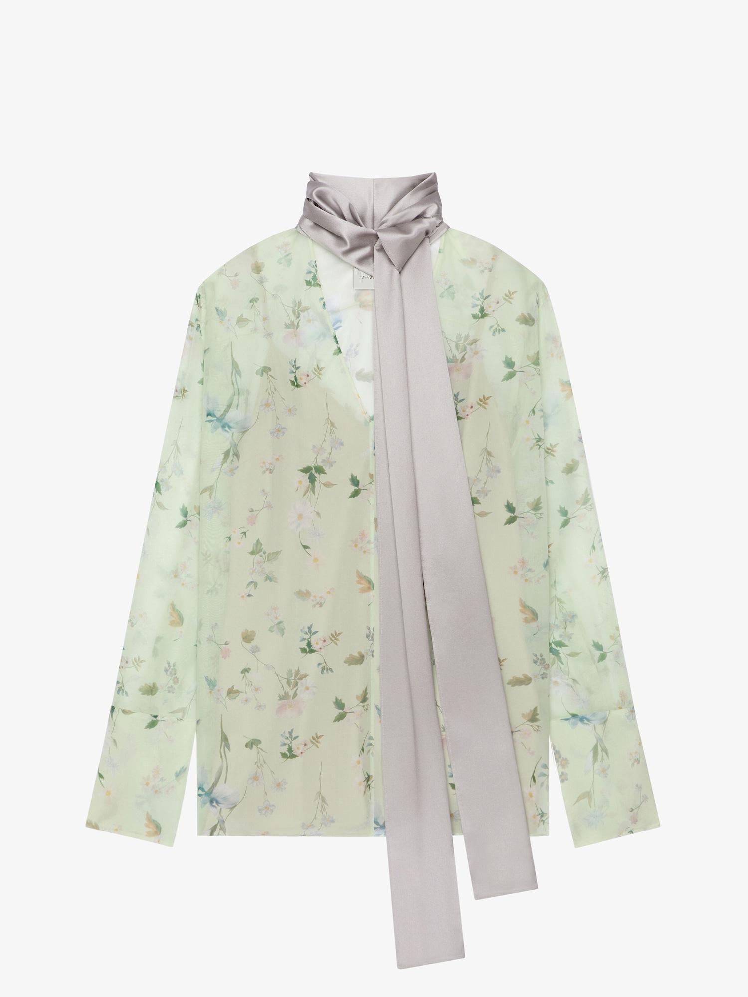 Printed blouse in silk chiffon with lavallière Product Image