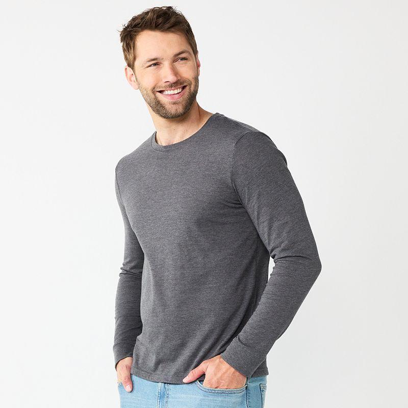 Mens Sonoma Goods For Life Supersoft Long Sleeve Crewneck Tee Grey Product Image