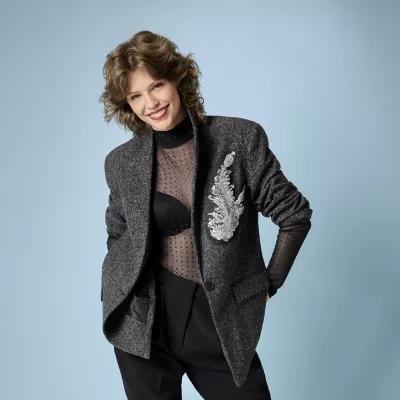 Worthington Womens Classic Fit Tweed Blazer product image