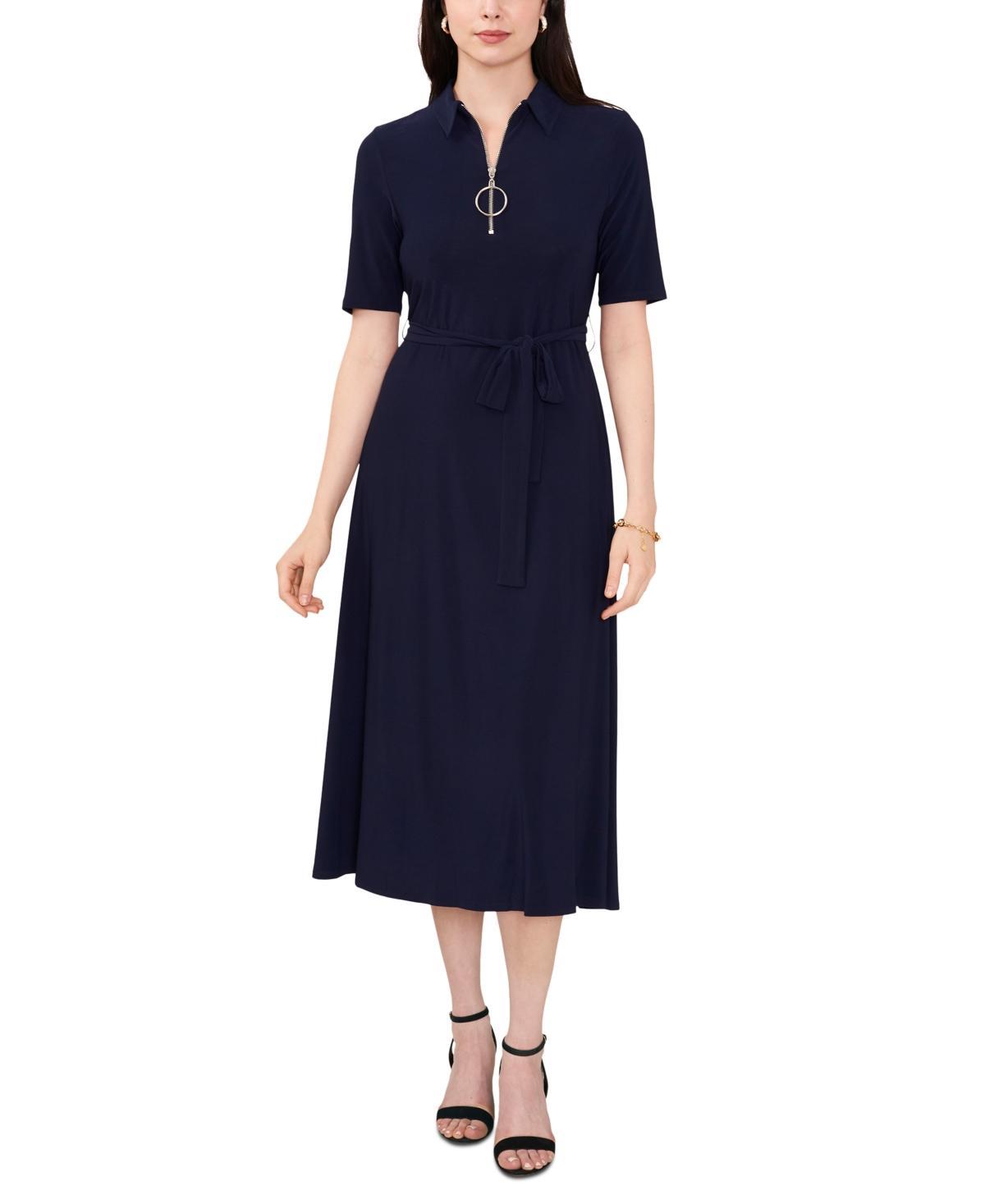 Msk Womens Collared Quarter-Zip Jersey Midi Dress Product Image