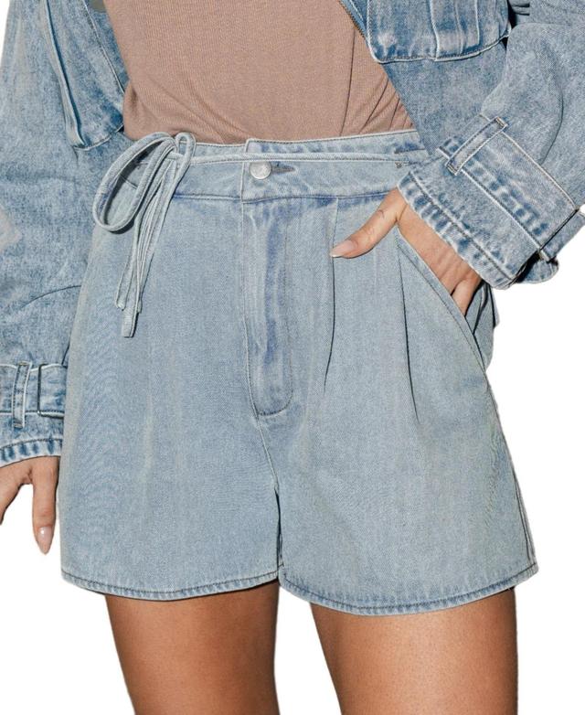 Cupshe Womens Denim Wide Leg Shorts - Light Product Image