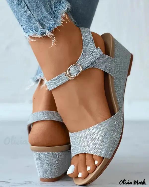 Olivia Mark – Open Toe Sling Back Wedge Sandals Product Image