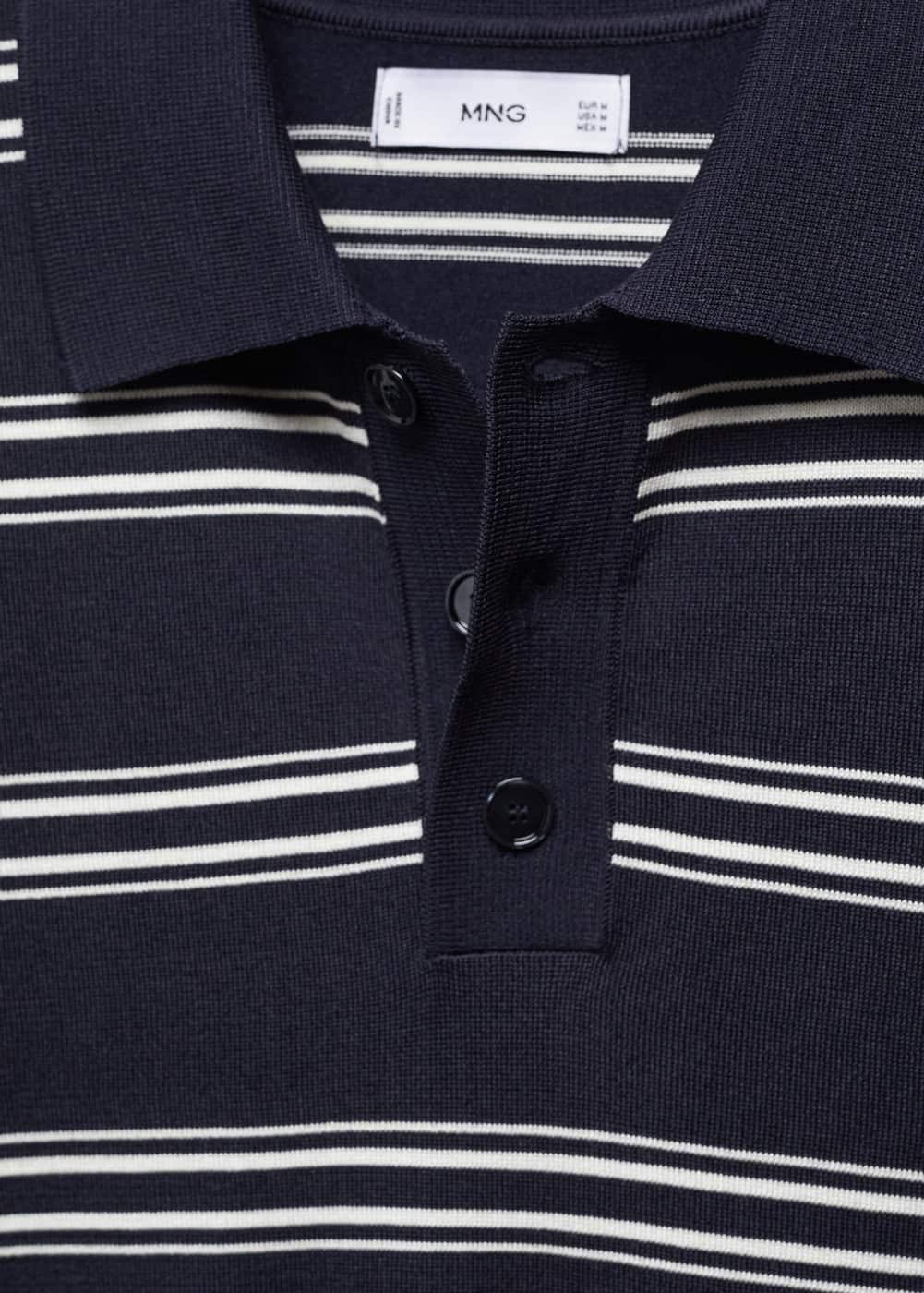 MANGO MAN - Striped jersey polo shirt dark navyMen Product Image