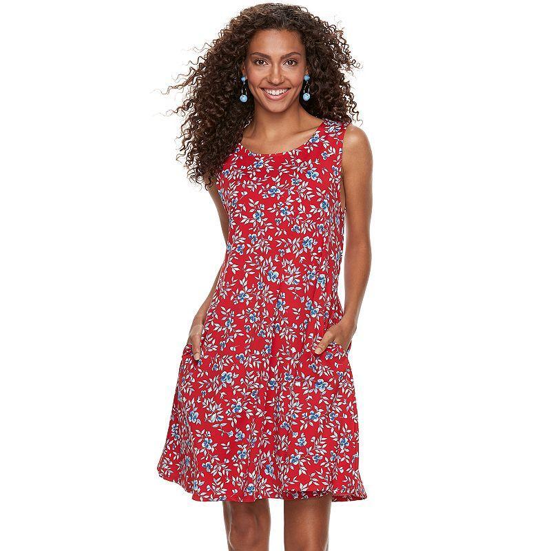 Womens Nina Leonard Floral Swing Dress Dusty Pink Product Image