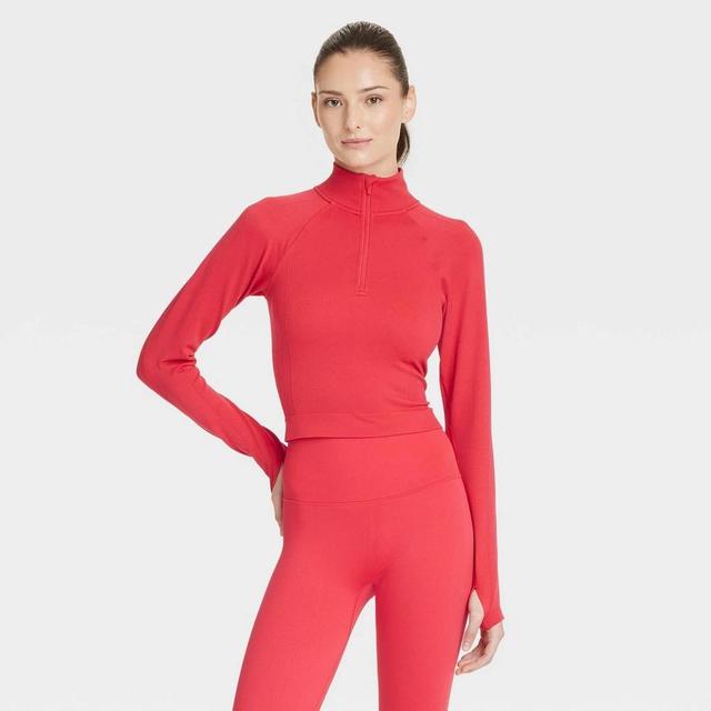 Womens Seamless 1/2 Zip Pullover Jacket - All In Motion Red M Product Image