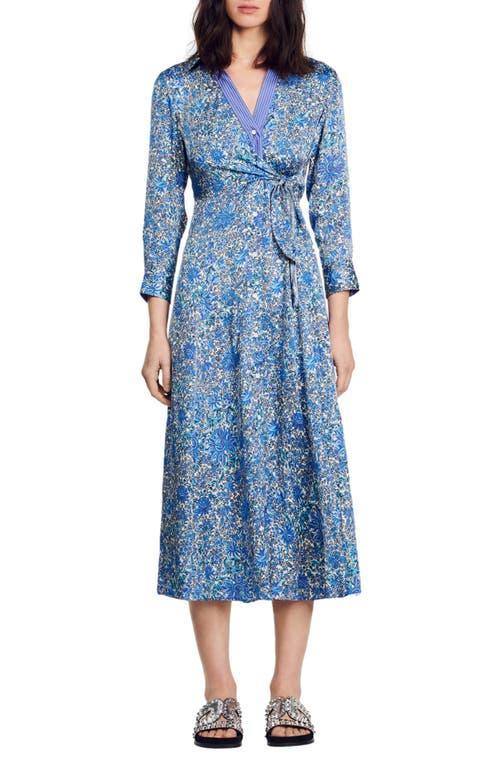 sandro Anjy Floral Tie Waist Shirtdress Product Image