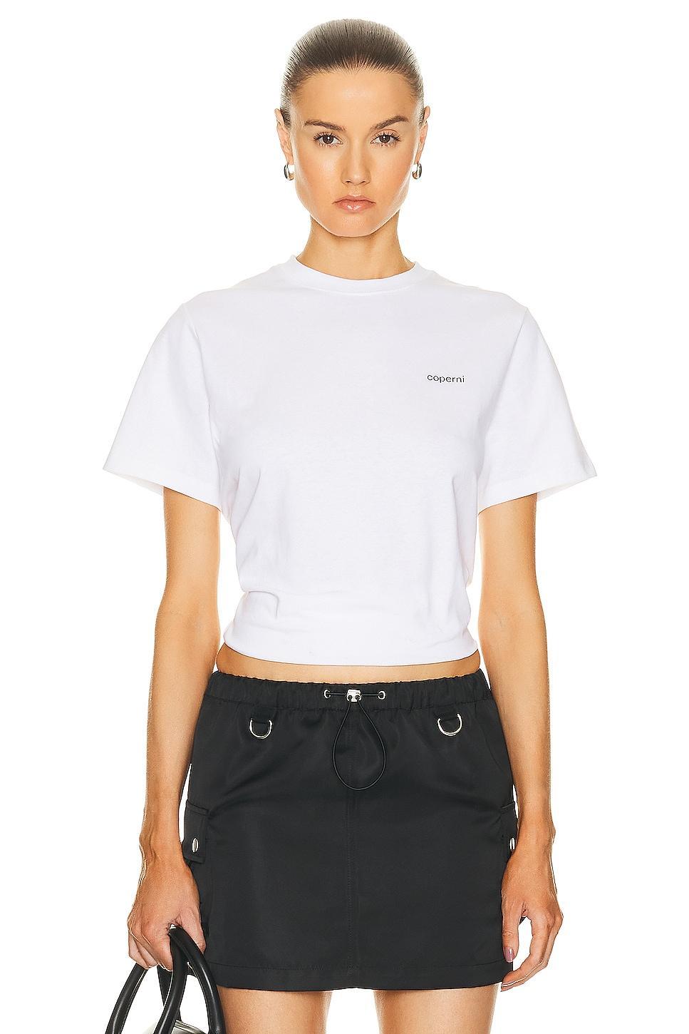 Coperni Logo Boxy T-shirt in White Product Image