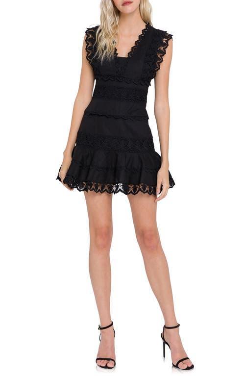 Womens Plunging Neck Lace Trim Dress Product Image