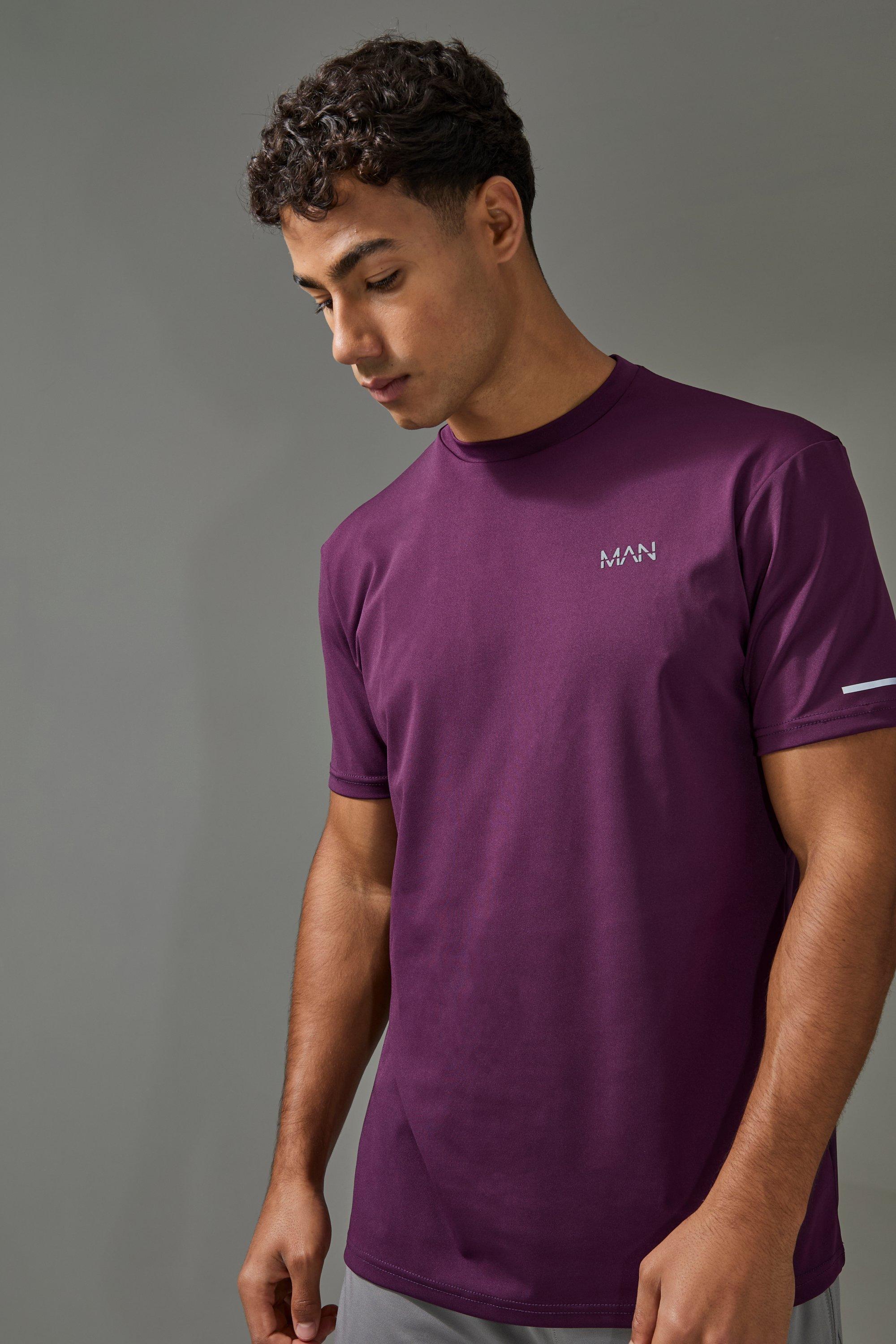 Mens Purple Man Active Performance T-shirt, Purple Product Image