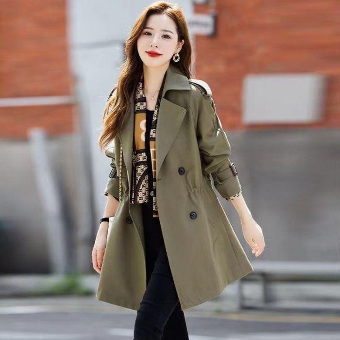 Plain Double-Breasted Trench Jacket Product Image