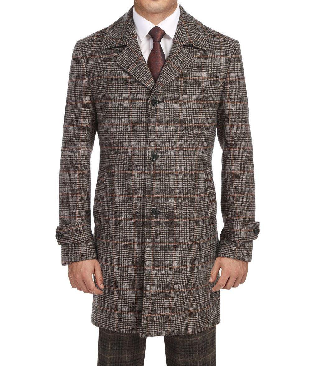 Brown Slim Fit Wool Blended Long Overcoat Product Image