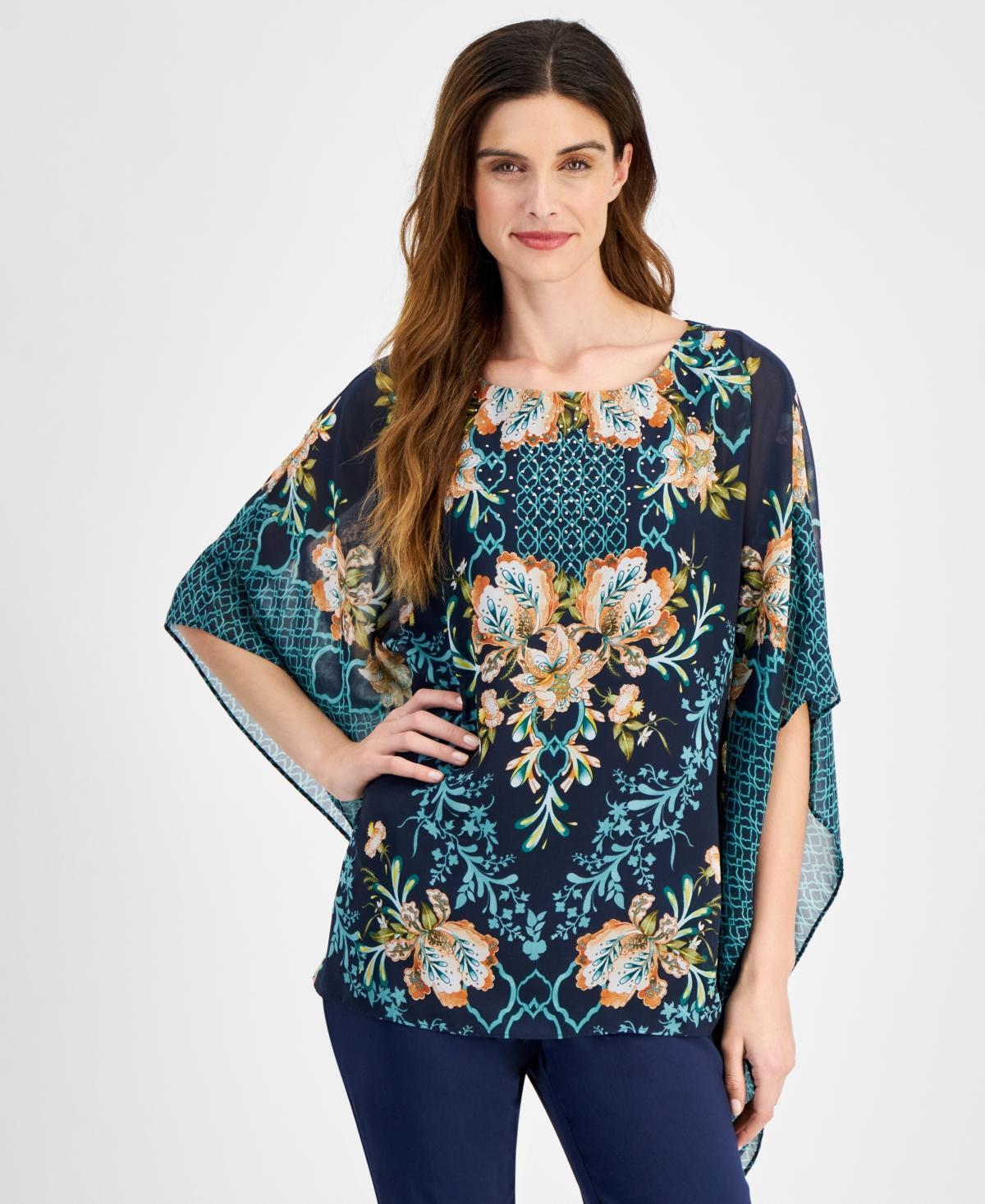 Women's Printed Poncho Top, Created for Macy's Product Image