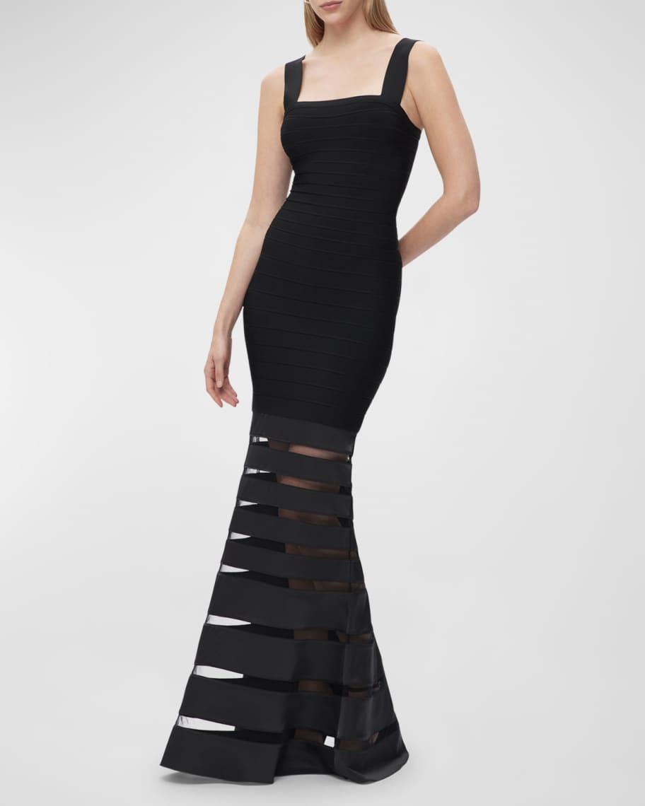 Claudia Striped-Skirt Sleeveless Bandage Gown Product Image