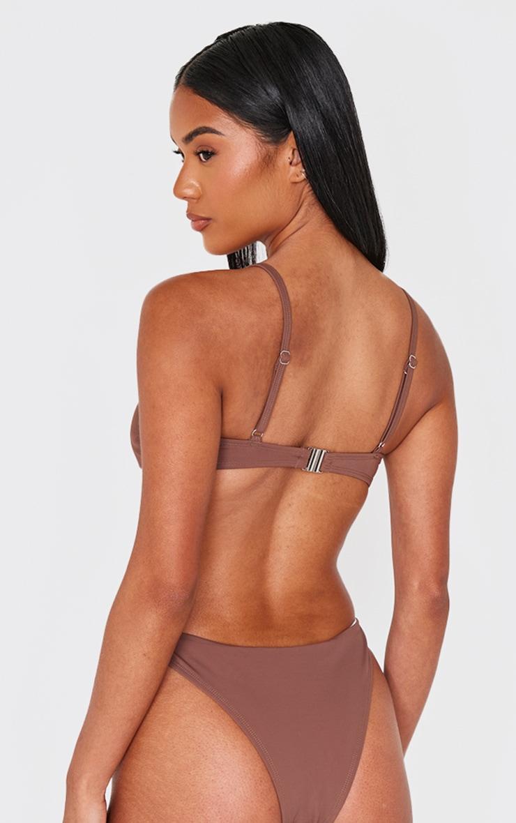 Brown Bow Detail High Leg Bikini Bottoms Product Image