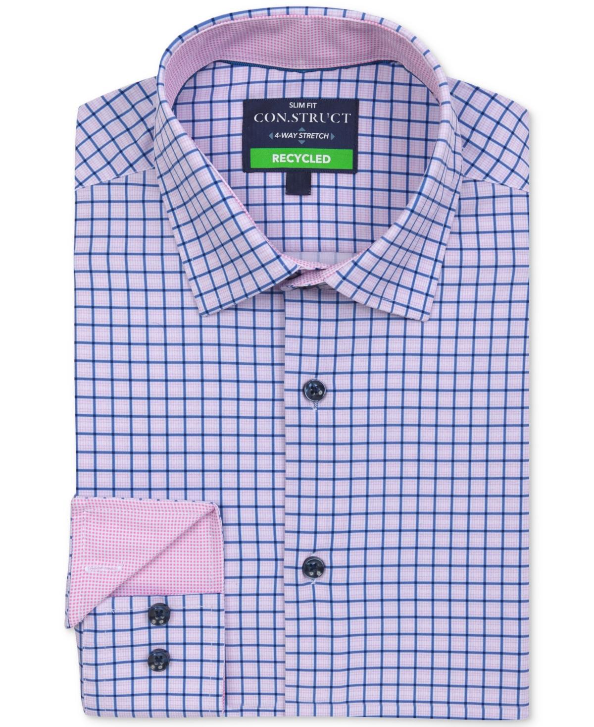 Mens Recycled Slim Fit Check Performance Stretch Cooling Comfort Dress Shirt Product Image