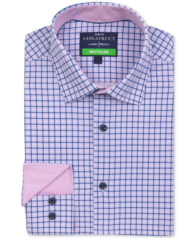 Mens Recycled Slim Fit Check Performance Stretch Cooling Comfort Dress Shirt Product Image