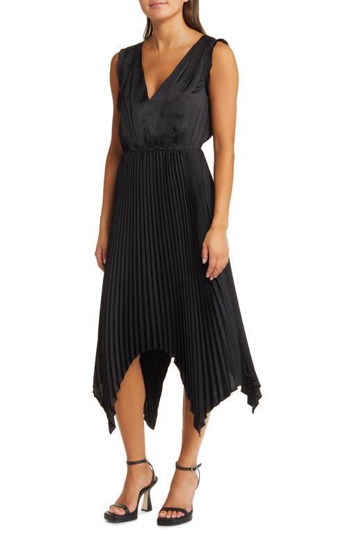 Steve Madden Donna Pleated Handkerchief Hem Satin Dress Product Image