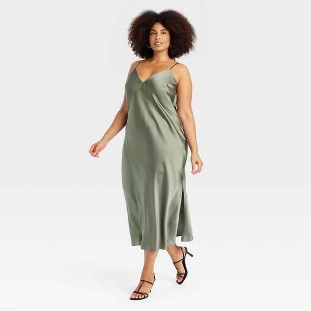 Womens Midi Slip Dress - A New Day Sage 2X Product Image