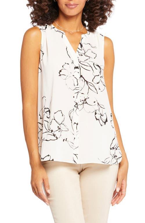 NYDJ Print Pleat Back Sleeveless Split Neck Blouse Product Image