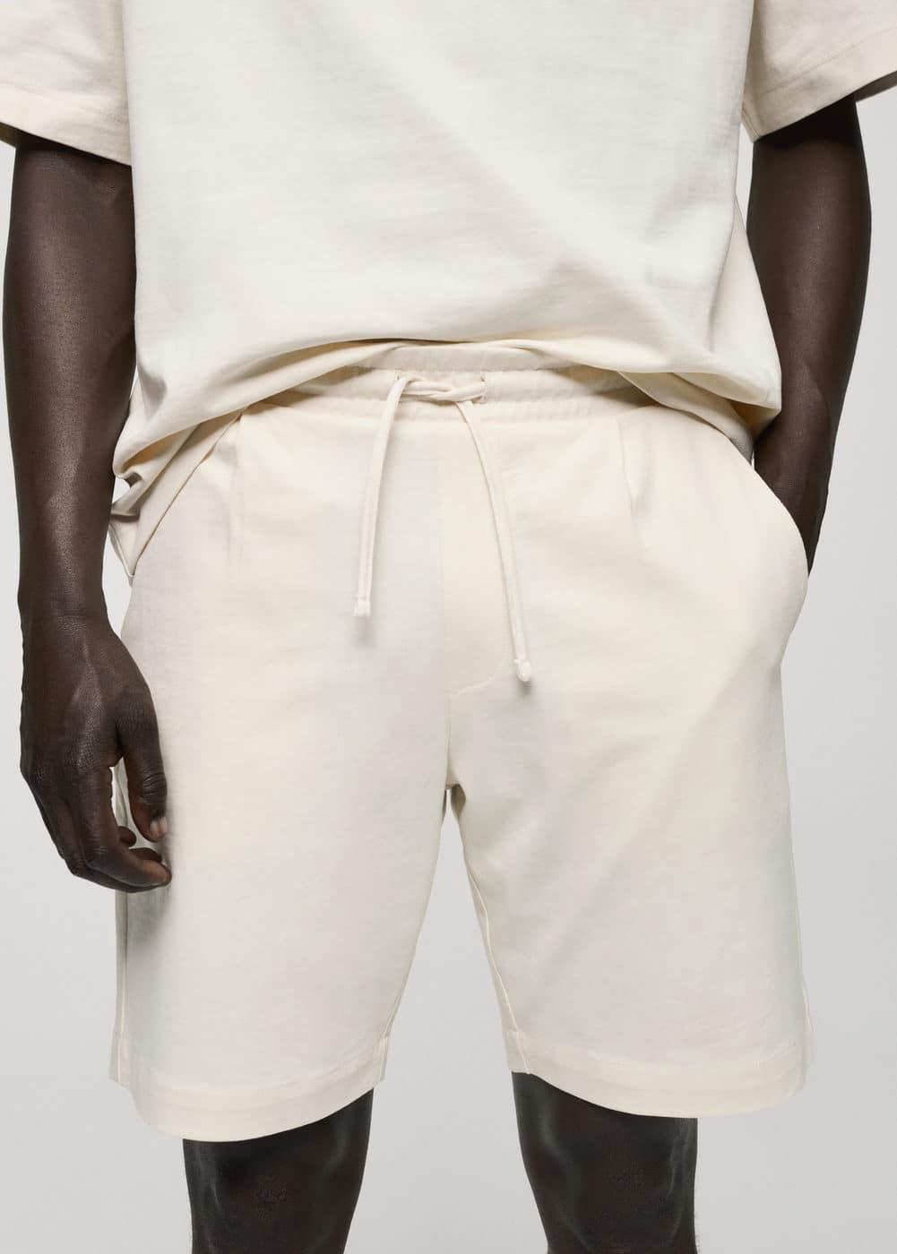 MANGO MAN - 100% cotton drawstring Bermuda shorts ecruMen Product Image