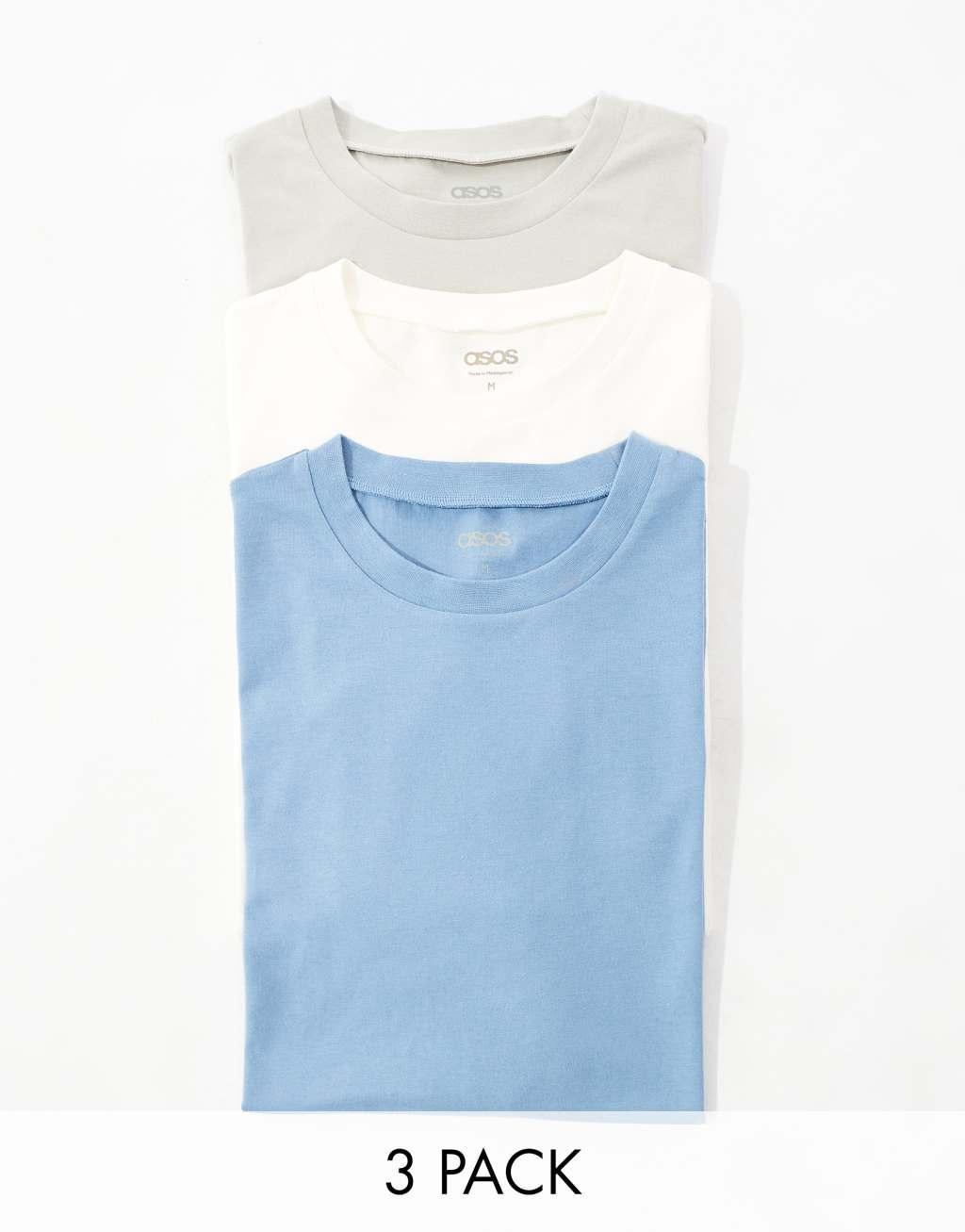 ASOS DESIGN 3 pack crew neck t-shirts in multiple colors Product Image