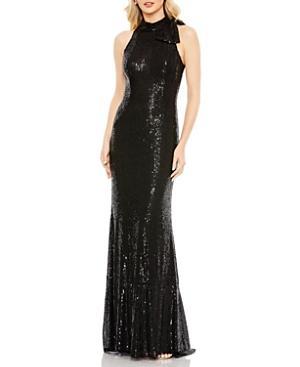 Mac Duggal Womens Womens Ieena Sequined Soft Tie Halter Neck Column Gown Product Image