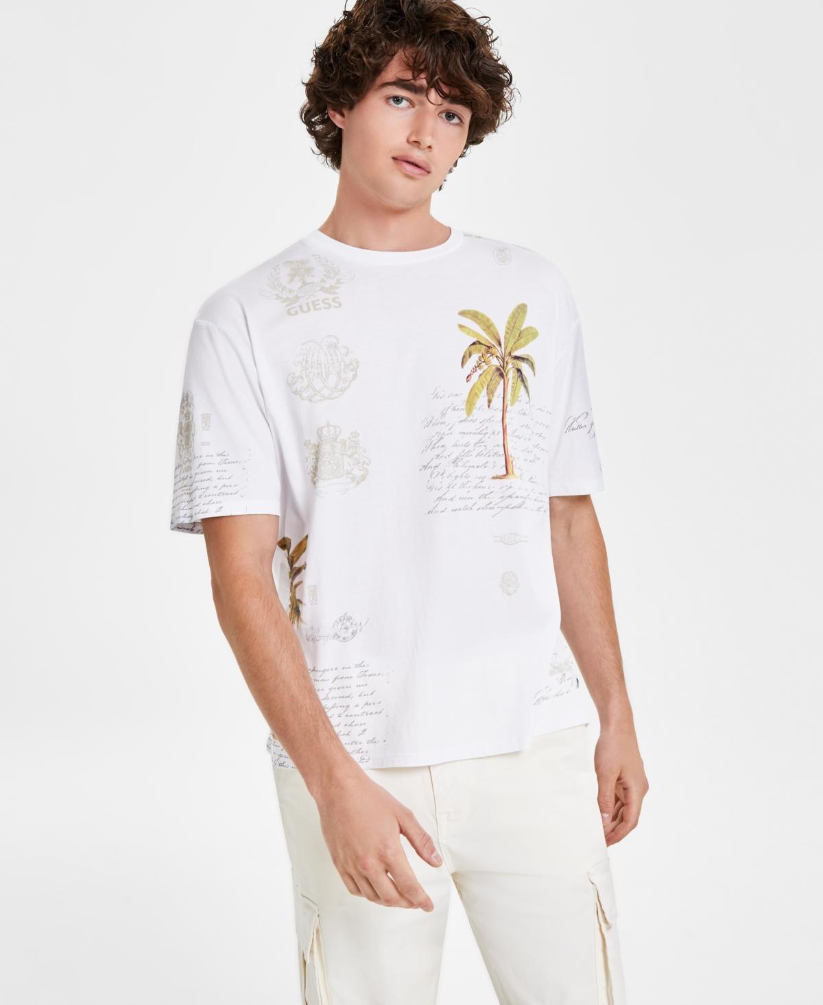 Guess Mens Palm Tree Collage Logo Graphic T-Shirt Product Image