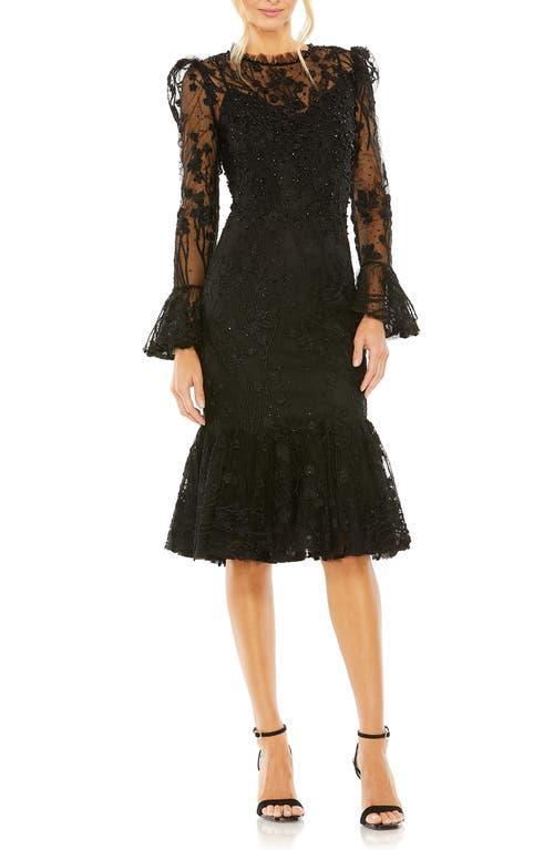 Mac Duggal Embroidered Ruffle Long Sleeve Cocktail Dress Product Image