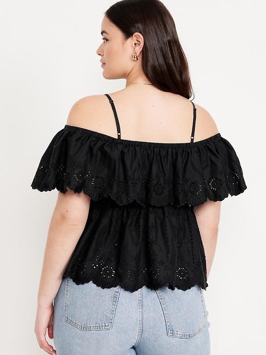 Off-Shoulder Cutwork Top Product Image