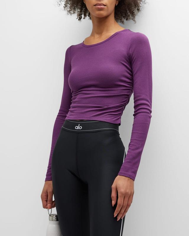 Alo Gather Long Sleeve Rib Crop Top Product Image