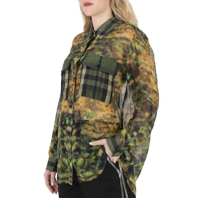 BURBERRY Dark Fern Green Ferne Check Camouflage Shirt Product Image