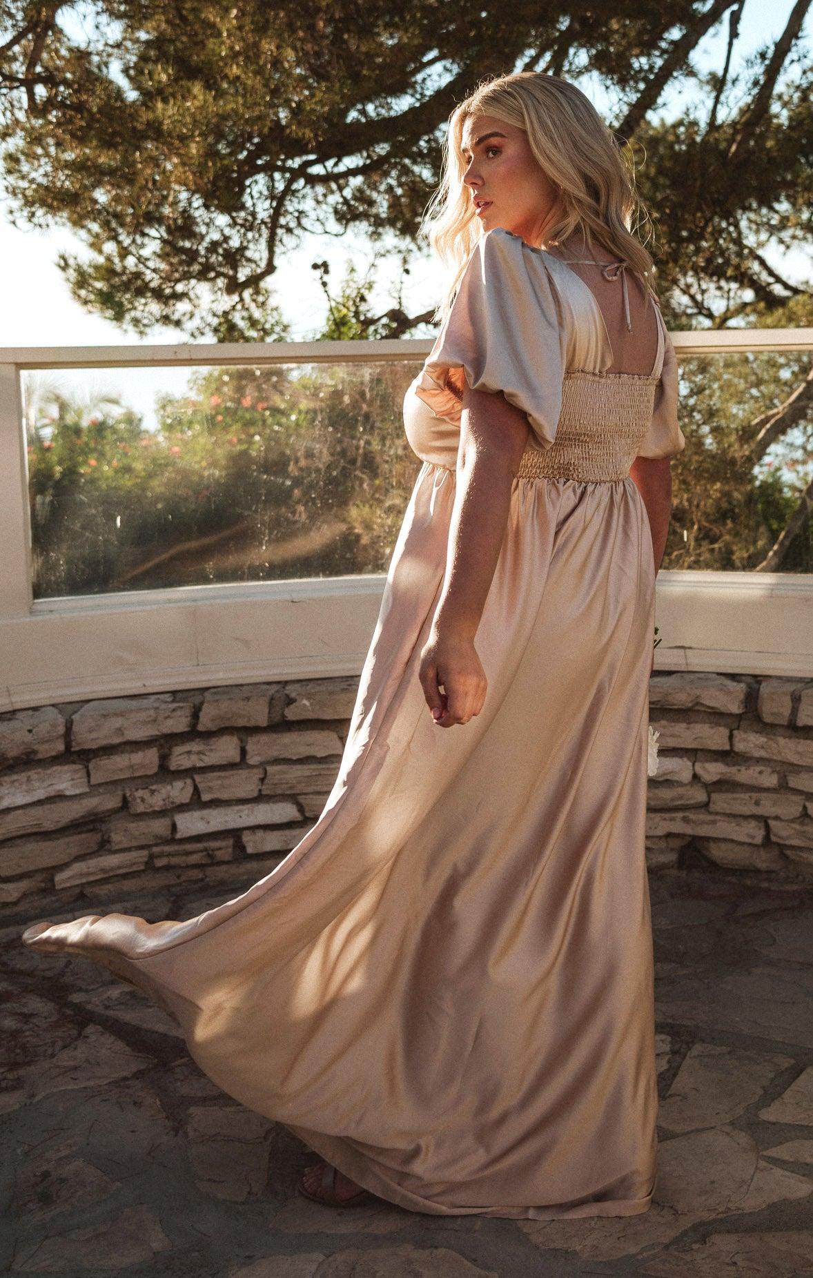 Nora Maxi Dress ~ Champagne Luxe Satin product image