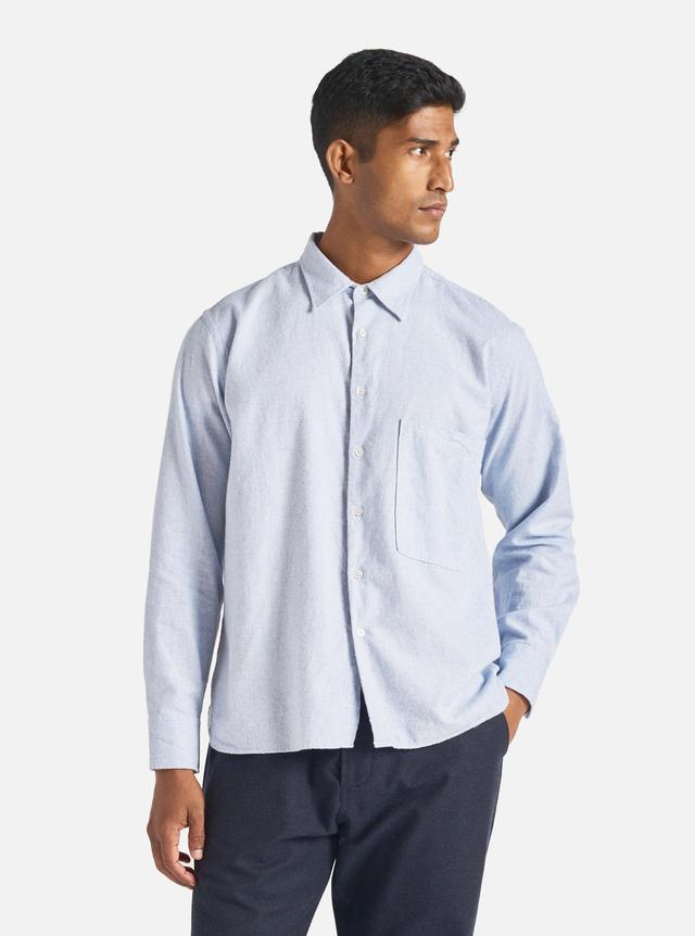 Universal Works Square Pocket Shirt in Blue Brushed Flannel Product Image