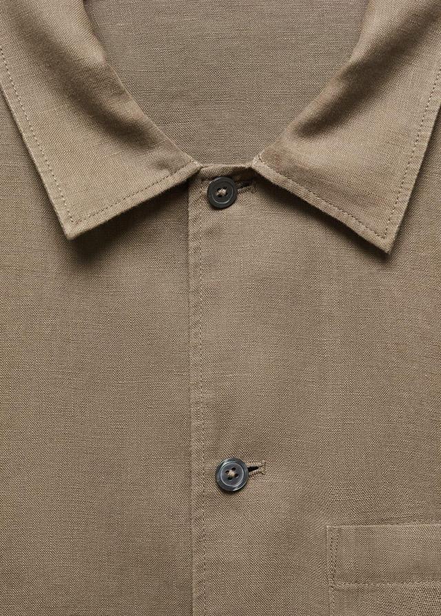 MANGO MAN - 100% linen regular-fit overshirt khakiMen Product Image