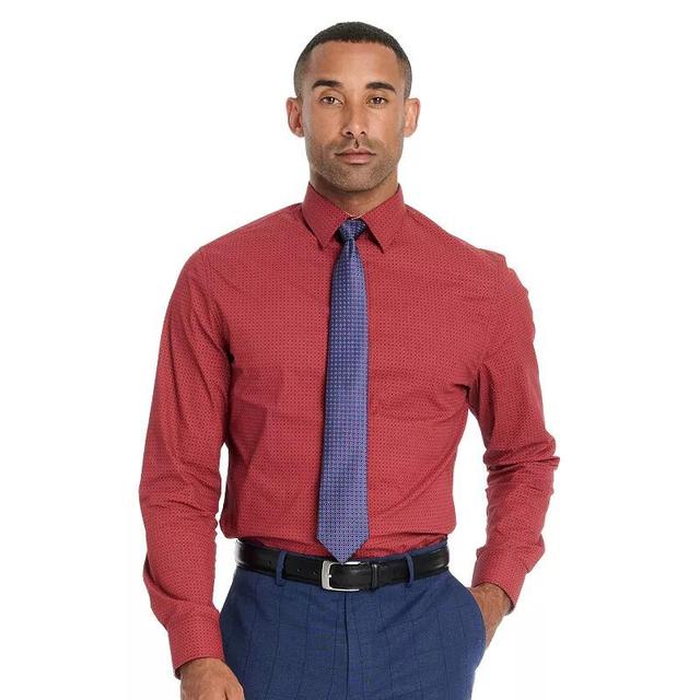 Mens Nick Graham Mosaic Dot Modern Fit Dress Shirt & Tie Set Red Mosaic Dot Product Image