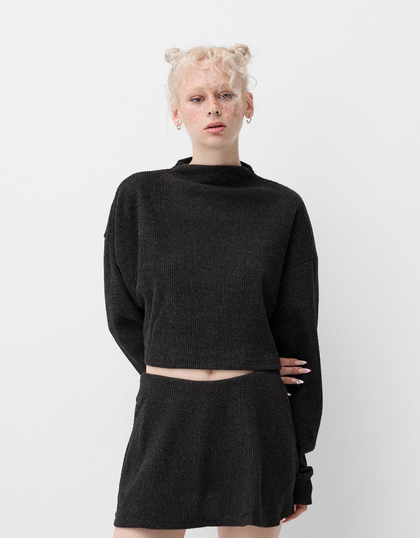 Ribbed soft touch high neck sweater Product Image