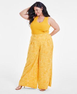 Trendy Plus Size Knit Tank Top & Wide-Leg Pants  Product Image