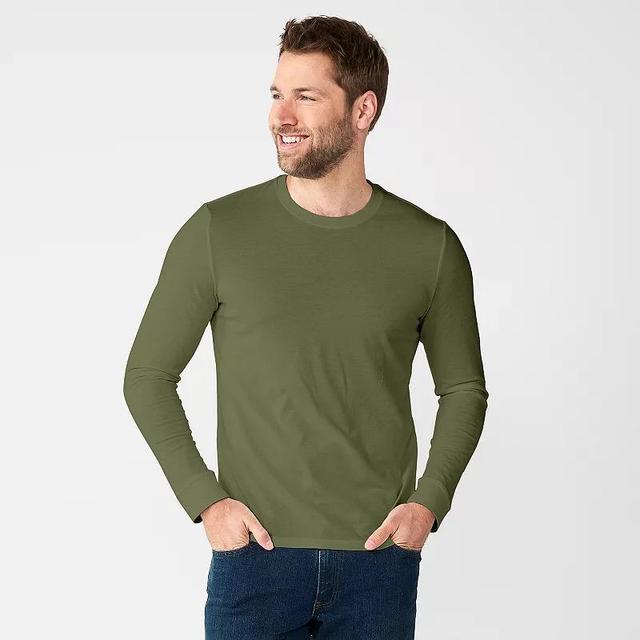 Mens Sonoma Goods For Life Supersoft Long Sleeve Crewneck Tee Dark Green Product Image