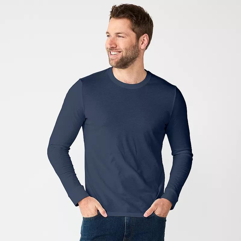 Mens Sonoma Goods For Life Supersoft Long Sleeve Crewneck Tee Dark Blue Product Image