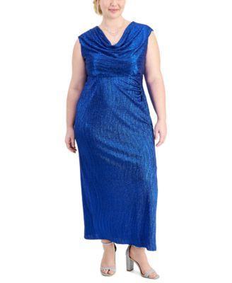 Plus Size Cowlneck Sleeveless Long Dress Product Image